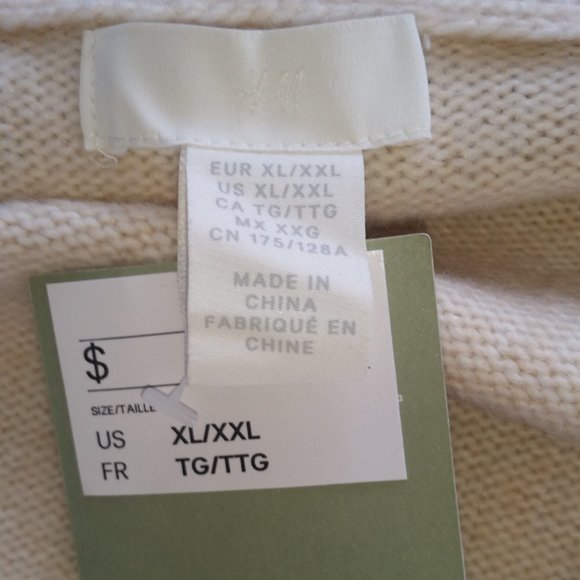 H&M cream zippered poly wool blend poncho NWT - Picture 4 of 5